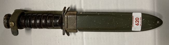 United States M3 Combat Fighting knife or bayonet, 16.5cm single-edged blade with sharpened back