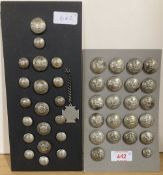 Maryport & Carlisle Railway buttons, 6no. 23cm and 14no. 17cm, nickel plated, several with wear