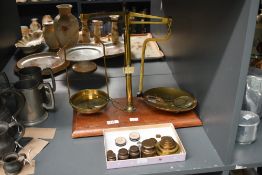 Thought to be 19th-century W & T Avery of Birmingham brass apothecary scales, sold with a