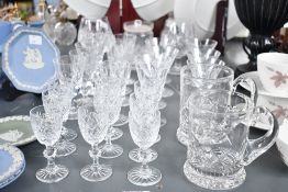A selection of 20th-century crystal cut glassware, to feature nine port glasses; two tankards; two