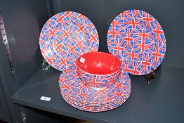 A selection of contemporary Emma Bridgewater by rice.dk union jack melamine ware, to feature eight