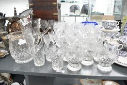 A large selection of late 19th to 20th-century crystal cut glass wear, to feature five Stuart and