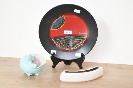 A small selection of 20th-century Poole pottery, to feature a Millenium Charger after Alan Clarke, a
