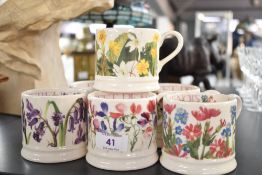 A small selection of 20th-century Emma Bridgewater 'Flower' 1/4 pint mugs, to feature 'sweetpea', '