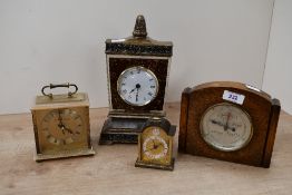 A selection of late 20th-century mantel clocks and one barometer, to feature a Eurastyle-Quartz of