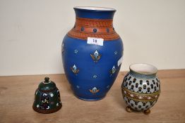 A late 19th to early 20th-century German Villeroy and Boch Mettlach pottery vase, featuring raised