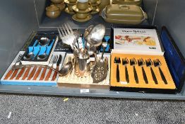 A large quantity of 20th-century metal and EPNS cutlery, to feature a set of Viners Splayds after
