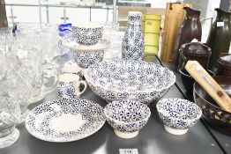 A selection of 20th-century Emma Bridgewater pottery blue and white floral ware, to include a
