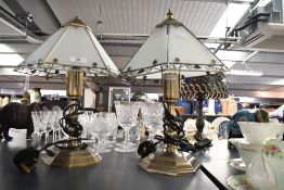 Two late 20th-century Cima Lighting Industries Limited table lamps, featuring hexagonal frosted
