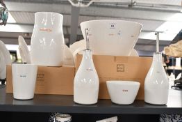 A selection of 20th-century Keith Brymer Jones 'Word' porcelain ware, to feature 'vinegar' and 'oil'
