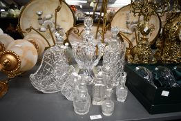 A selection of late 19th to 20th-century crystal cut glassware, to feature three large decanters