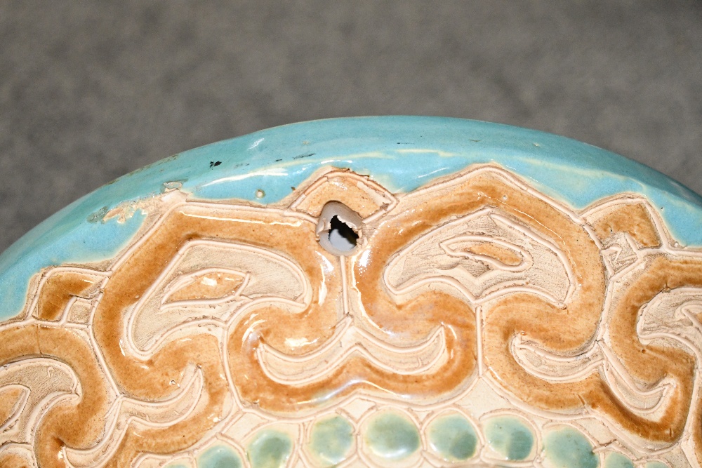A large vintage ceramic elephant garden stool/plant stand, featuring colourful elephants decorated - Image 4 of 5