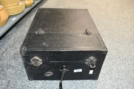 An early 20th century Columbia number 113 cased gramophone, with retailers label for N.G Napier &