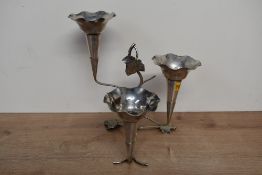 A Victorian Coles & Fryer Limited of Birmingham Art Nouveau-style epergne, featuring a branch-shaped