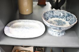 A large 19th-century W.M. Adams and Company blue and white 'Italian Scenery' ironstone pedestal