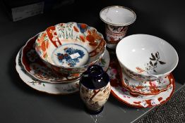 A selection of late 19th to early 20th-century Oriental-style ceramic ware, to feature a large
