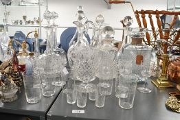 A quantity of Victorian to Edwardian glassware, to feature a pair of sweet cut glass decanters;