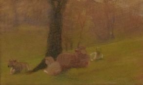 *Local Interest* Beatrice Willink (British 1856-1924) Oil pastel on paper, a study of sheep