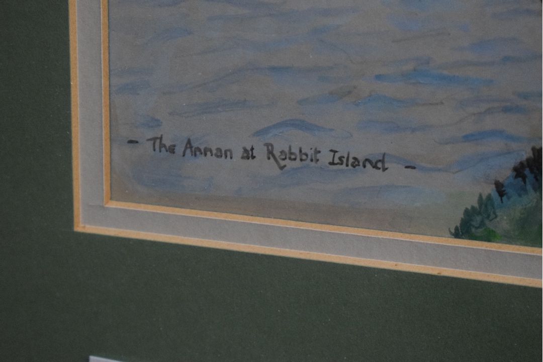 John Straton Ferrier (British 20th Century) Acrylic 'The Annan at Rabbit Island', a river scene with - Image 5 of 6