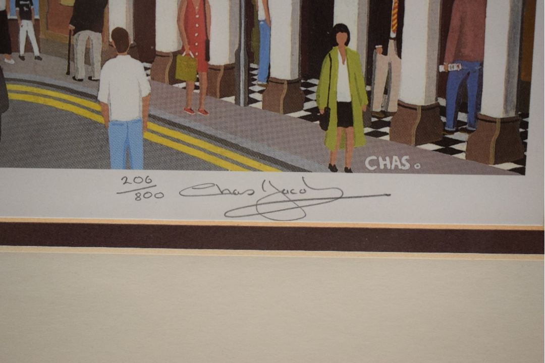 After Chas Jacobs (British Contemporary) Lithograph 'Eastgate Chester', a vibrant street scene, - Image 4 of 6
