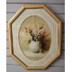 A pair of 20th Century lithographs, floral still life studies in oval form, within stepped - Image 2 of 3