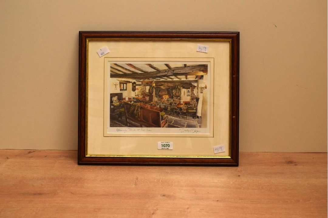 *Local Interest* After Judy Boyes (British b.1943) Lithograph 'Opening Time at the Inn', a Lake - Image 2 of 6