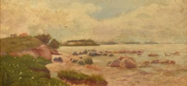 J R Goddard (19th/20th Century) Oil on canvas, a rural coastal study with grazing cattle, signed and