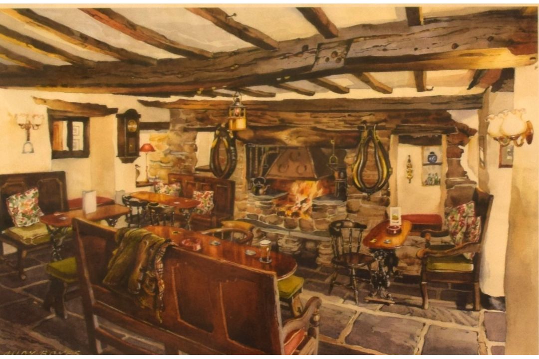 *Local Interest* After Judy Boyes (British b.1943) Lithograph 'Opening Time at the Inn', a Lake - Image 1 of 6