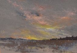 *Local Interest* Tiana Marie (British Contemporary) Mixed media, a study of a village at twilight,