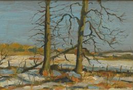 Ronald A.H.Craig (Scottish 1927-2012) Oil on board 'February Sunshine', a rural winter landscape