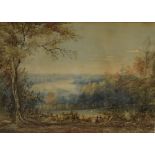 *Local Interest* A 19th Century watercolour Lake District landscape, a view of a large lake as