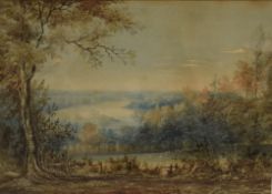 *Local Interest* A 19th Century watercolour Lake District landscape, a view of a large lake as
