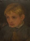 A 19th Century oil on canvas portrait, depicting a young fair haired boy in period attire,