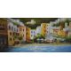 A Contemporary impressionistic oil on board, depicting a Mediterranean coastal town, unsigned or - Image 1 of 4