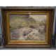 A 19th Century watercolour, a mountainous landscape with small waterfall, initialled (H.S?) and - Image 2 of 6