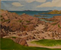 Geoffrey Smith (British Contemporary) Oil on canvas 'Mull Towards Iona', a Scottish coastal study,