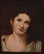 A 19th/20th Century oil on canvas portrait of a classical young woman, unsigned or attributed,