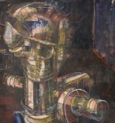 John Atkin (British Contemporary) Mixed media on canvas, an abstract constructivist form built