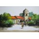 Edgardo Saemiento (20th Century) Oil on canvas, a study of a temple with figures, signed and - Image 1 of 5