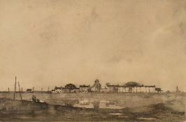 William Page Atkinson Wells RBA (Scottish 1872 - 1923) Graphite and Ink on paper 'On the Skeers',