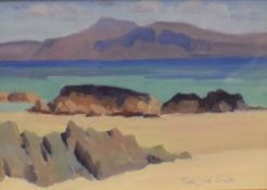 *Local Interest* Phillip Macleod-Coupe (British 1944-2013) Oil on board 'Ben More from Iona', a