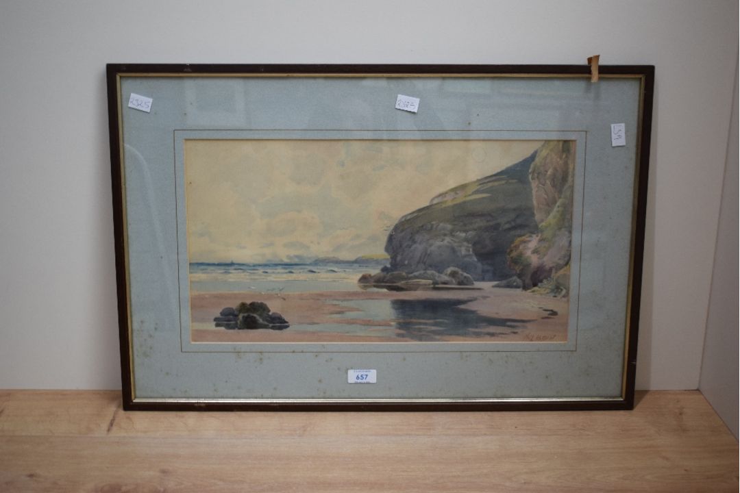 Phillip Osment (British 1861 - 1947) Watercolour, a beach scene at low tide, signed lower right, - Image 2 of 5