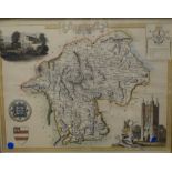 *Local Interest* A 20th Century lithographic reproduction of a 19th century colourised map,