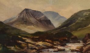 A Contemporary oil on board 'High Crag, Buttermere', a Lake District mountain study, entitled and