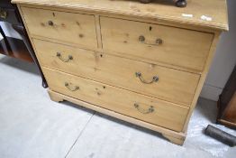 A 19th Century stripped chest of two short over two long drawers on bracket feet, dimensions approx.