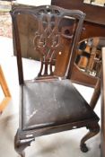 A set of six 19th Century dining chairs in the Georgian Chippendale style having typical slatted