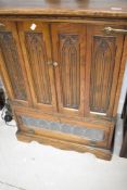 A vintage Oak Old Charm media unit of typical design , dimensions approx. width 71 height 96 depth