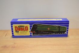 A Hornby Dublo OO gauge model steam locomotive and tender, product code R3970. The model depicts a