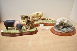 Three Border Fine Arts animal group studies comprising 'Upsetting The Apple Cart' model number A7935
