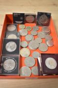 A collection of George VI and Elizabeth II commemorative crowns and 20th Century coinage including